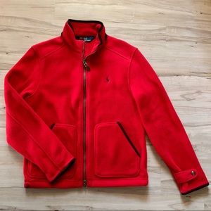 Polo Ralph Lauren fleece leather zip up jacket M
